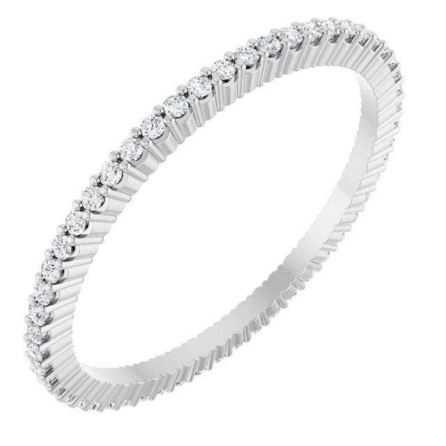 Platinum Round Lab-Grown Diamond Shared-Prong Eternity Band – 1 mm Stones