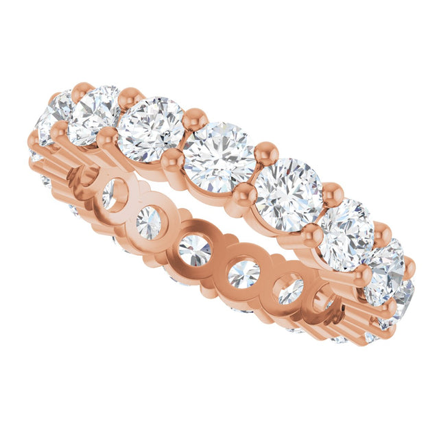 10K Gold Round Natural Diamond Shared-Prong Eternity Band – 3.75 mm Stones - Rose Gold - view 5