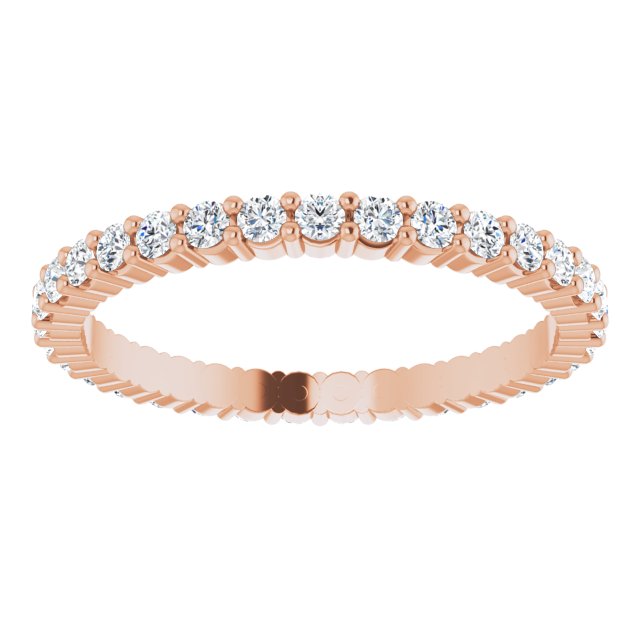 10K Gold Round Lab-Grown Diamond Shared-Prong Eternity Band – 1.7 mm Stones - Rose Gold - view 3