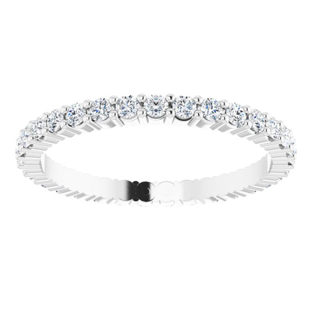 10K Gold Round Natural Diamond Shared-Prong Eternity Band – 1.7 mm Stones - White Gold - view 3