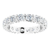 10K Gold Round Natural Diamond Shared-Prong Eternity Band – 3.4 mm Stones - White Gold - view 3