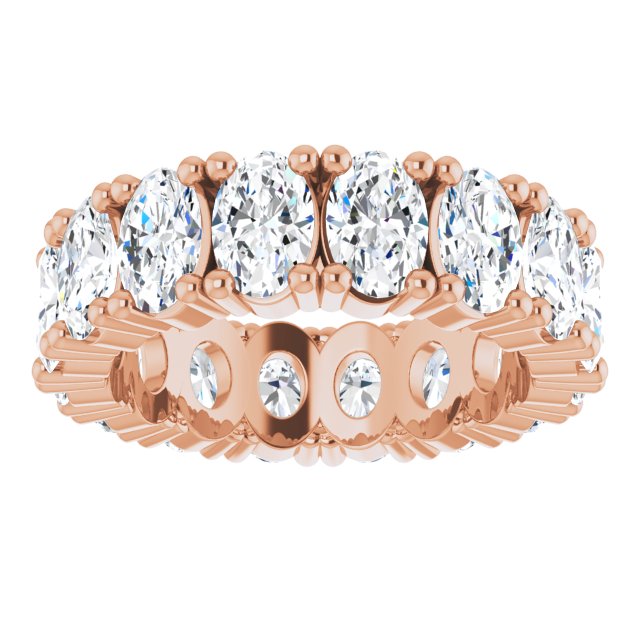10K Gold Oval Lab-Grown Diamond Shared-Prong Eternity Band – 6x4 mm Stones - Rose Gold - view 3