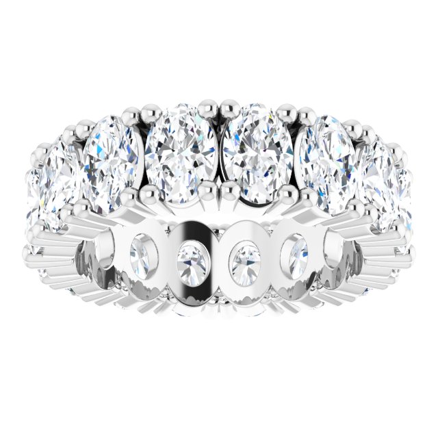10K Gold Oval Lab-Grown Diamond Shared-Prong Eternity Band – 6x4 mm Stones - White Gold - view 3