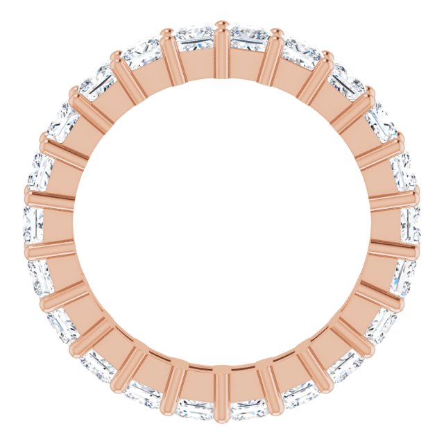 10K Gold Square Natural Diamond Shared-Prong Eternity Band – 3x3 mm Stones - Rose Gold - view 2
