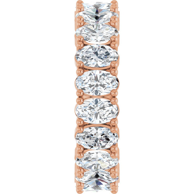 10K Gold Oval Lab-Grown Diamond Shared-Prong Eternity Band – 5x3 mm Stones - Rose Gold - view 4