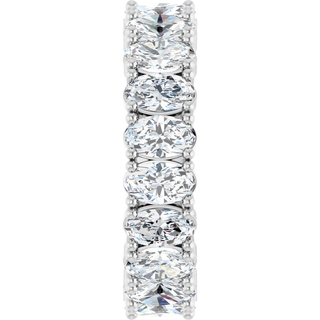 10K Gold Oval Lab-Grown Diamond Shared-Prong Eternity Band – 5x3 mm Stones - White Gold - view 4