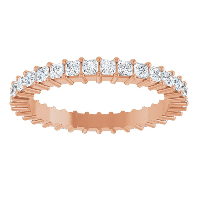 10K Gold Square Natural Diamond Shared-Prong Eternity Band – 1.75x1.75 mm Stones - Rose Gold - view 3