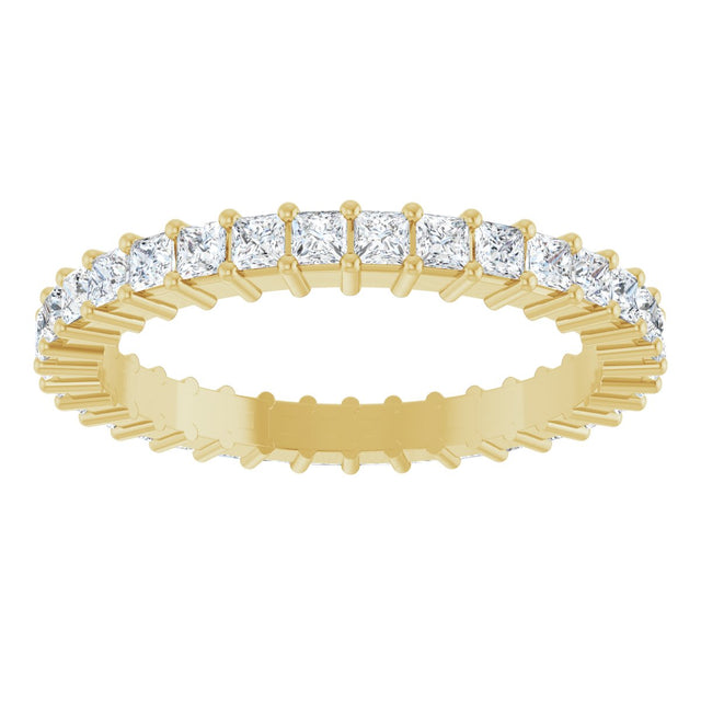 14K Gold Square Lab-Grown Diamond Shared-Prong Eternity Band – 1.75x1.75 mm Stones - Yellow Gold - view 3