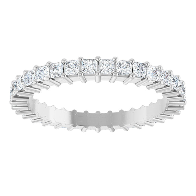 10K Gold Square Natural Diamond Shared-Prong Eternity Band – 1.75x1.75 mm Stones - White Gold - view 3