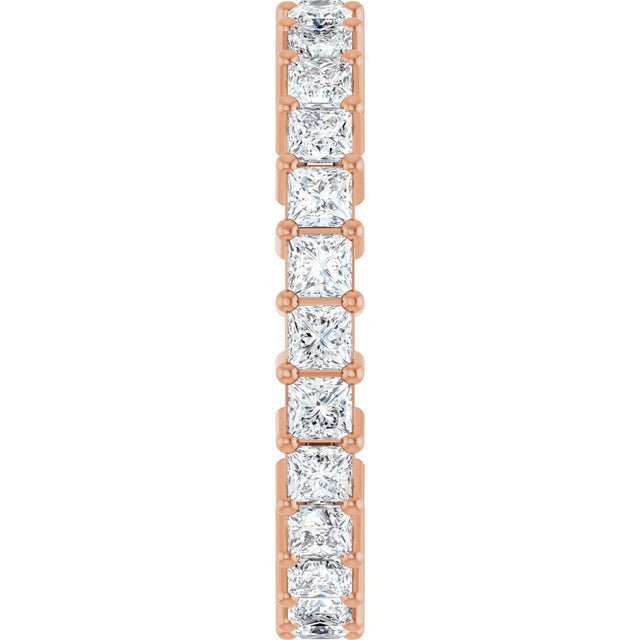 10K Gold Square Lab-Grown Diamond Shared-Prong Eternity Band – 2.25x2.25 mm Stones - Rose Gold - view 4