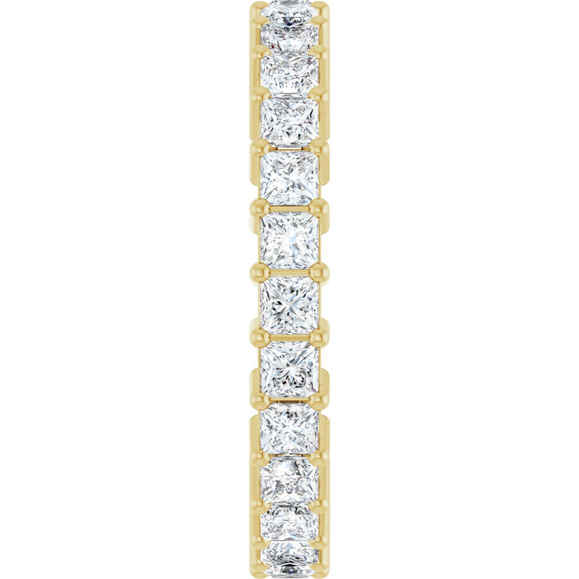14K Gold Square Natural Diamond Shared-Prong Eternity Band – 2.25x2.25 mm Stones - Yellow Gold - view 4