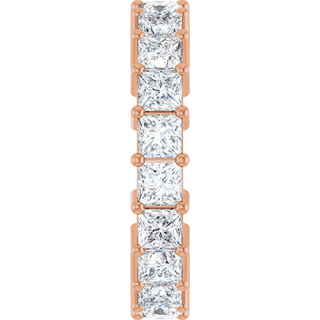 10K Gold Square Natural Diamond Shared-Prong Eternity Band – 3.25x3.25 mm Stones - Rose Gold - view 4
