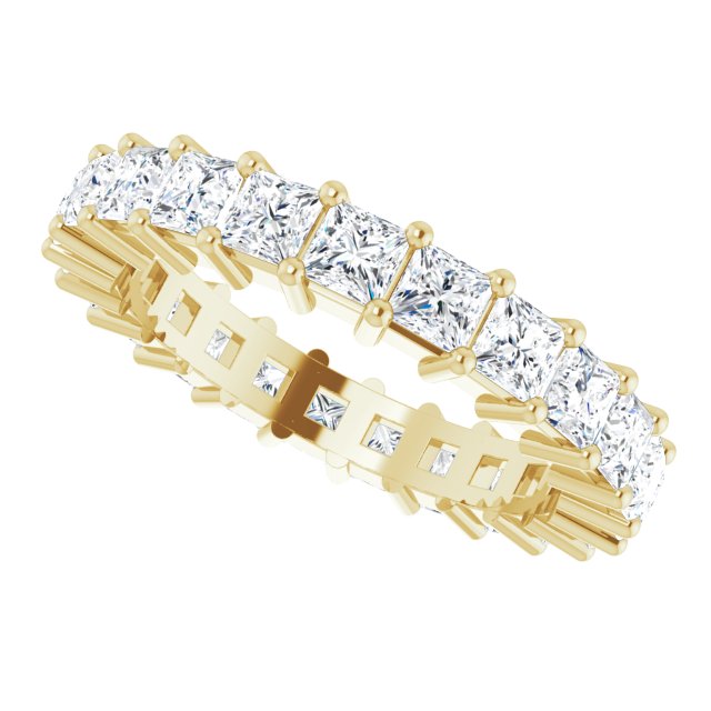 14K Gold Square Lab-Grown Diamond Shared-Prong Eternity Band – 2.75x2.75 mm Stones - Yellow Gold - view 5