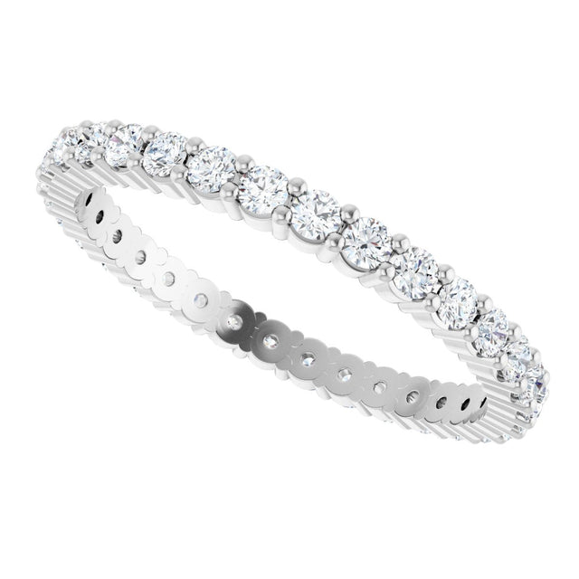10K Gold Round Natural Diamond Shared-Prong Eternity Band – 1.75 mm Stones - White Gold - view 5