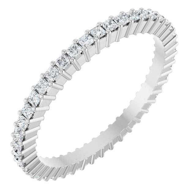 10K Gold Square Lab-Grown Diamond Shared-Prong Eternity Band – 1.25x1.25 mm Stones - White Gold