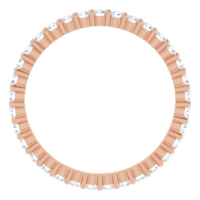 10K Gold Round Lab-Grown Diamond Shared-Prong Eternity Band – 1.7 mm Stones - Rose Gold - view 2