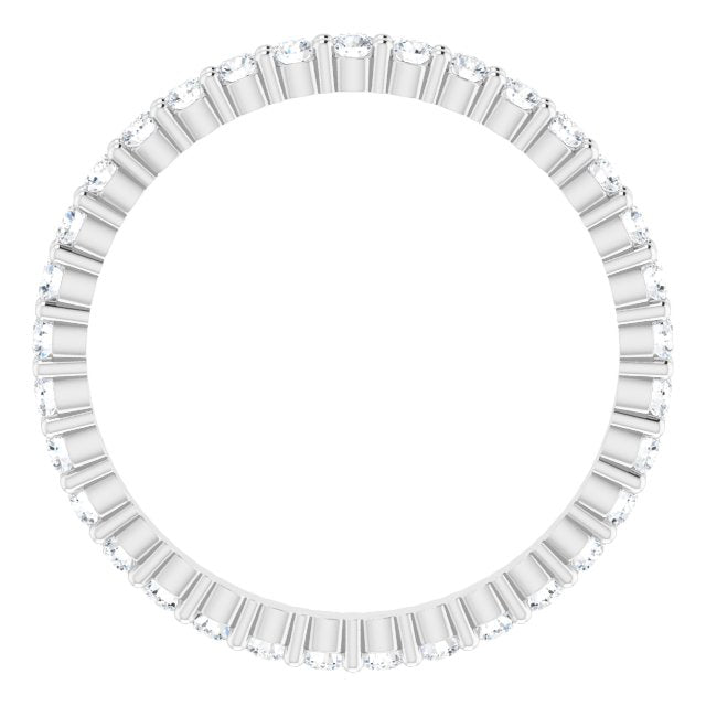 10K Gold Round Lab-Grown Diamond Shared-Prong Eternity Band – 1.7 mm Stones - White Gold - view 2
