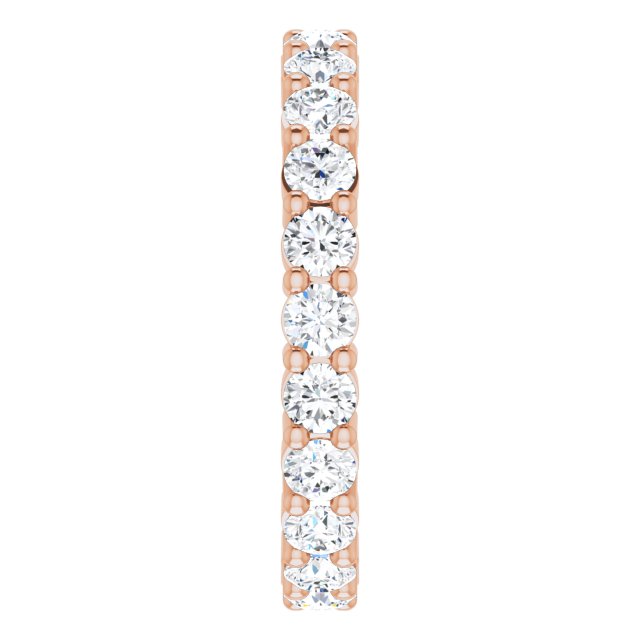 10K Gold Round Natural Diamond Shared-Prong Eternity Band – 2.75 mm Stones - Rose Gold - view 4