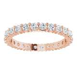 10K Gold Round Natural Diamond Shared-Prong Eternity Band – 2.25 mm Stones - Rose Gold - view 3
