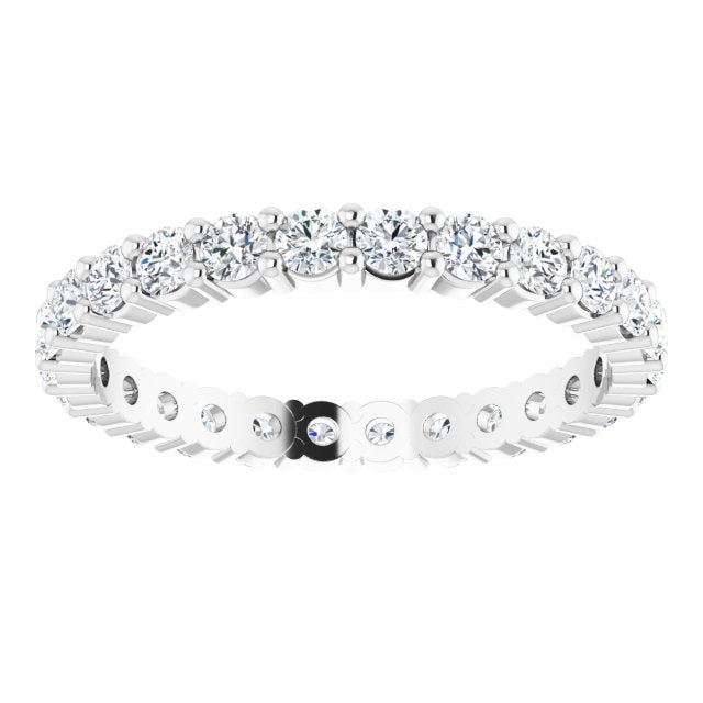 10K Gold Round Natural Diamond Shared-Prong Eternity Band – 2.25 mm Stones - White Gold - view 3