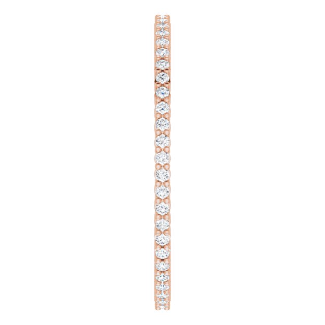10K Gold Round Natural Diamond Shared-Prong Eternity Band – 1 mm Stones - Rose Gold - view 4