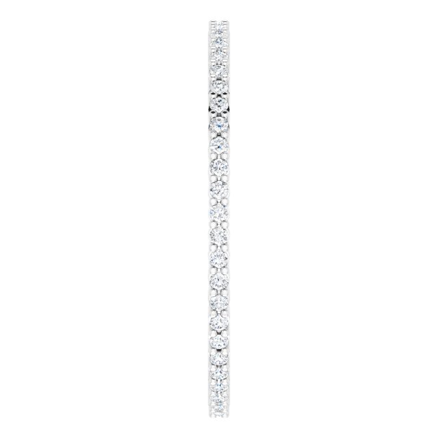 10K Gold Round Natural Diamond Shared-Prong Eternity Band – 1 mm Stones - White Gold - view 4