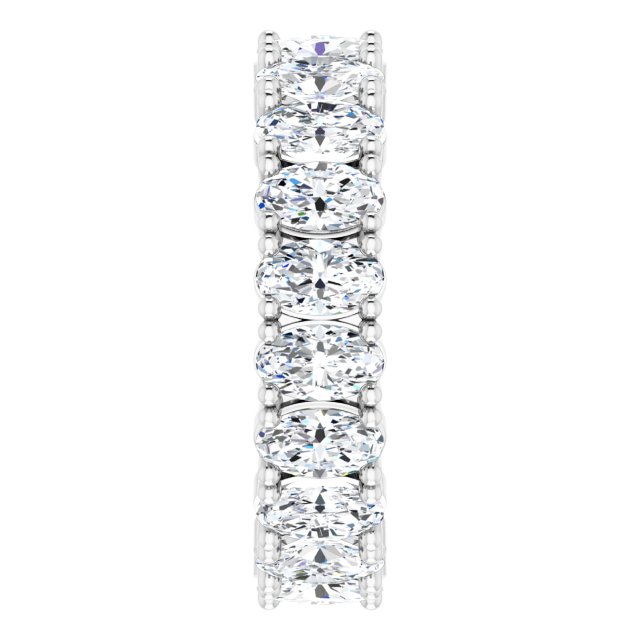 10K Gold Oval Lab-Grown Diamond Shared-Prong Eternity Band – 5x3 mm Stones - White Gold - view 4