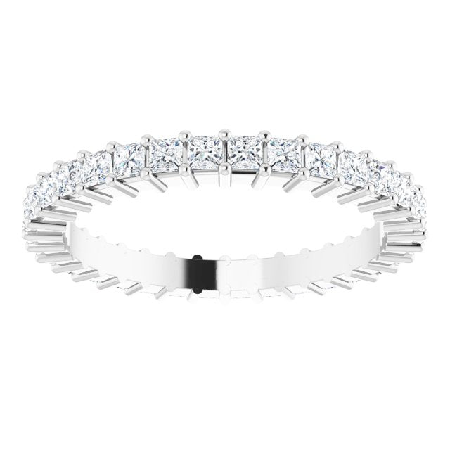 10K Gold Square Natural Diamond Shared-Prong Eternity Band – 1.75x1.75 mm Stones - White Gold - view 3
