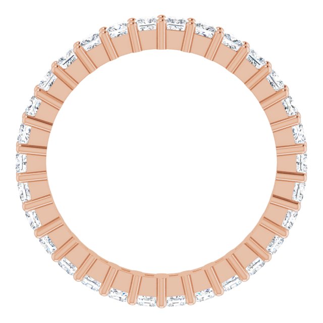 10K Gold Square Natural Diamond Shared-Prong Eternity Band – 2x2 mm Stones - Rose Gold - view 2