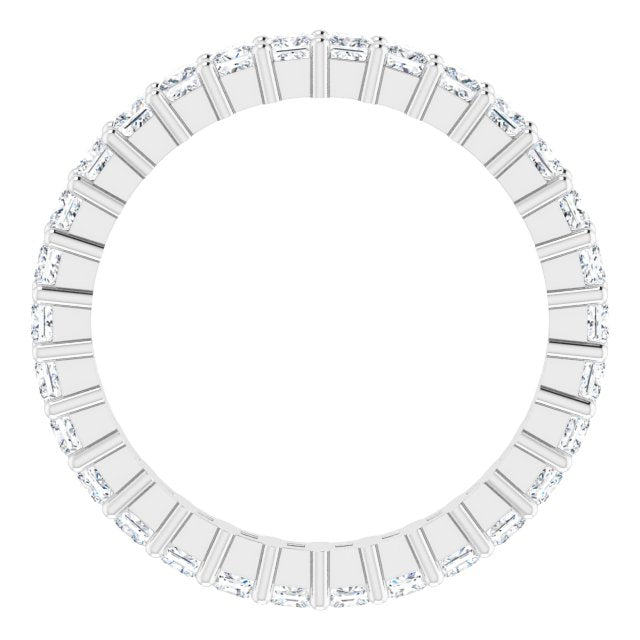 10K Gold Square Lab-Grown Diamond Shared-Prong Eternity Band – 2x2 mm Stones - White Gold - view 2