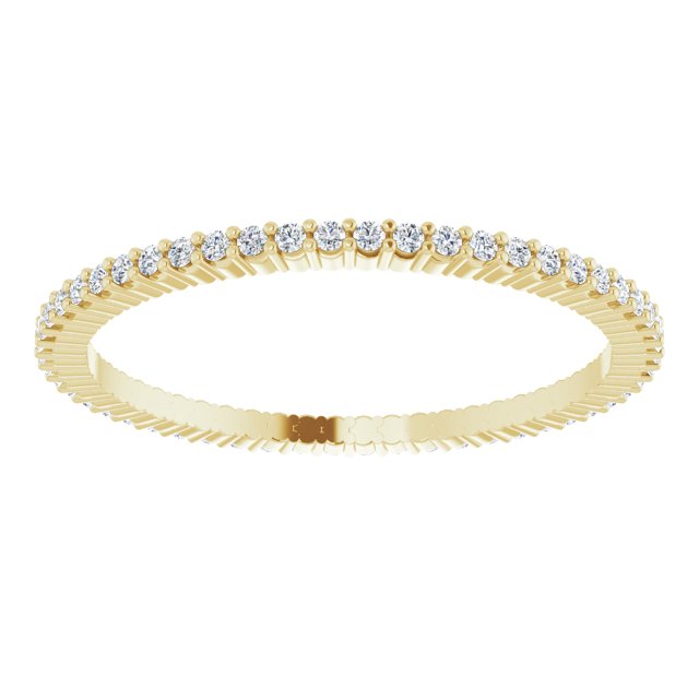 14K Gold Round Lab-Grown Diamond Shared-Prong Eternity Band – 1 mm Stones - Yellow Gold - view 3