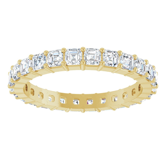 14K Gold Asscher Lab-Grown Diamond Shared-Prong Eternity Band – 2.3x2.3 mm Stones - Yellow Gold - view 3