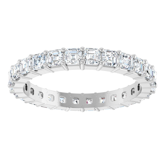Platinum Asscher Lab-Grown Diamond Shared-Prong Eternity Band – 2.3x2.3 mm Stones - view 3
