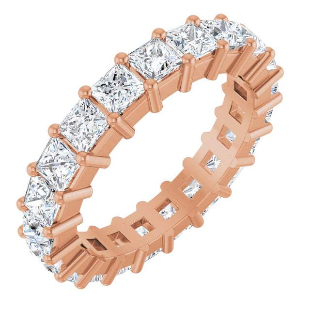 14K Gold Square Lab-Grown Diamond Shared-Prong Eternity Band – 3x3 mm Stones - Rose Gold