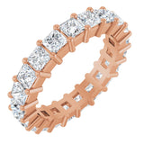 10K Gold Square Lab-Grown Diamond Shared-Prong Eternity Band – 3x3 mm Stones - Rose Gold