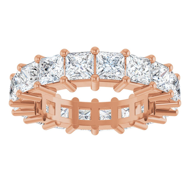 10K Gold Square Natural Diamond Shared-Prong Eternity Band – 3.75x3.75 mm Stones - Rose Gold - view 3