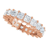 10K Gold Square Natural Diamond Shared-Prong Eternity Band – 3.25x3.25 mm Stones - Rose Gold - view 5
