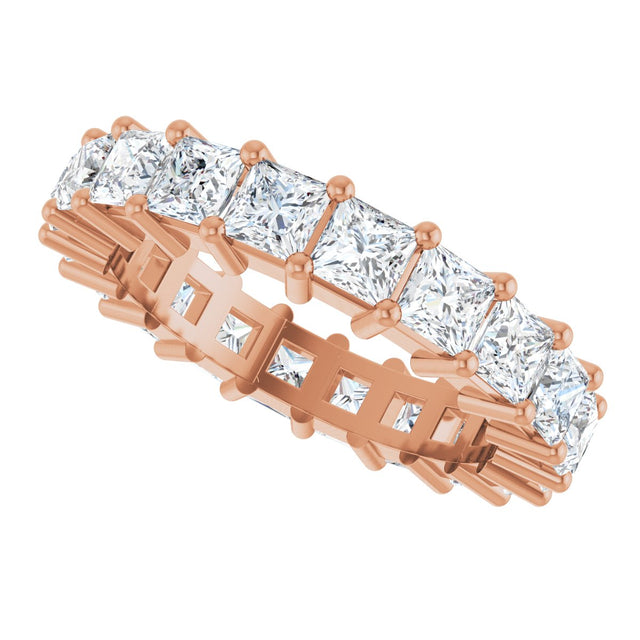 10K Gold Square Natural Diamond Shared-Prong Eternity Band – 3.25x3.25 mm Stones - Rose Gold - view 5