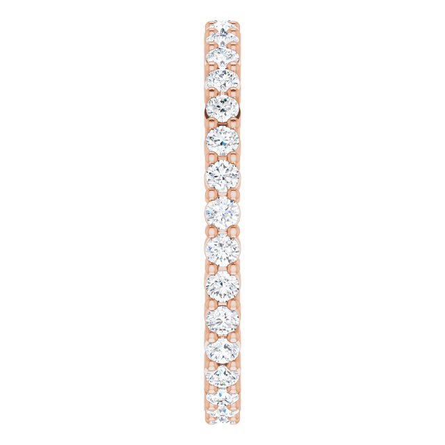10K Gold Round Lab-Grown Diamond Shared-Prong Eternity Band – 1.75 mm Stones - Rose Gold - view 4