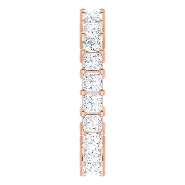 10K Gold Square Natural Diamond Shared-Prong Eternity Band – 2.5x2.5 mm Stones - Rose Gold - view 4