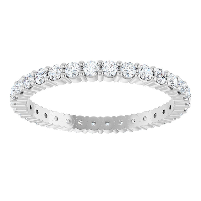 10K Gold Round Natural Diamond Shared-Prong Eternity Band – 1.75 mm Stones - White Gold - view 3