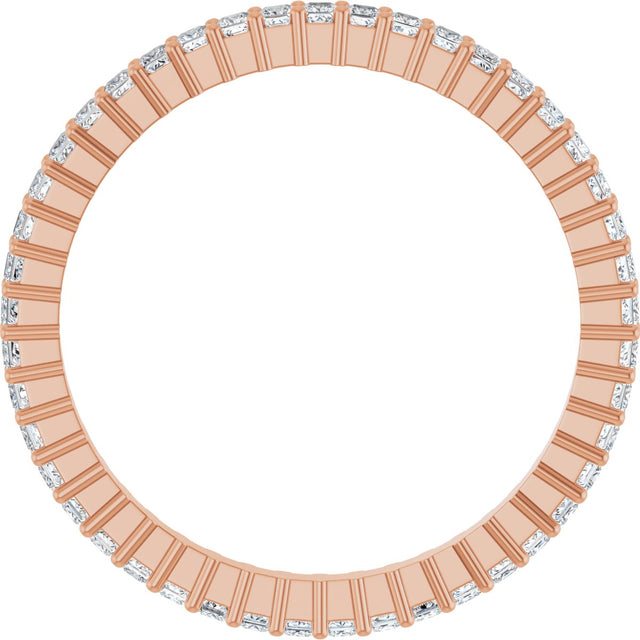 10K Gold Square Lab-Grown Diamond Shared-Prong Eternity Band – 1.25x1.25 mm Stones - Rose Gold - view 2