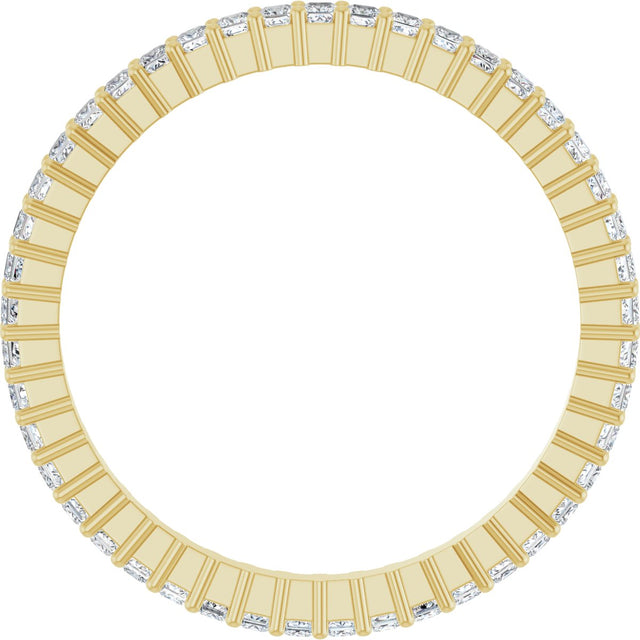 14K Gold Square Natural Diamond Shared-Prong Eternity Band – 1.25x1.25 mm Stones - Yellow Gold - view 2