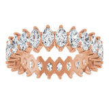 14K Gold Marquise Natural Diamond Shared-Prong Eternity Band – 4.5x2.5 mm Stones - Rose Gold - view 3