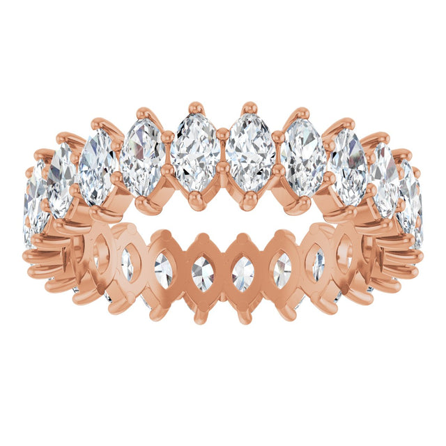 14K Gold Marquise Lab-Grown Diamond Shared-Prong Eternity Band – 4.5x2.5 mm Stones - Rose Gold - view 3