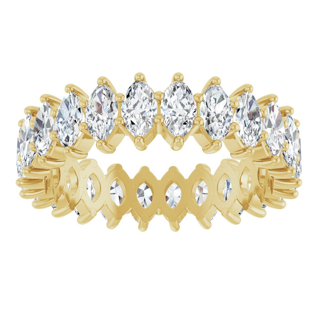 14K Gold Marquise Lab-Grown Diamond Shared-Prong Eternity Band – 4.5x2.5 mm Stones - Yellow Gold - view 3