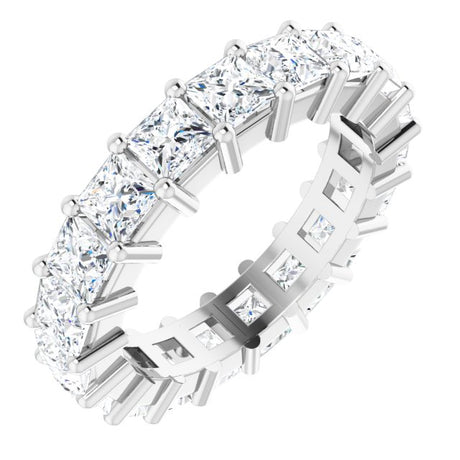 10K Gold Square Lab-Grown Diamond Shared-Prong Eternity Band – 3.5x3.5 mm Stones - White Gold