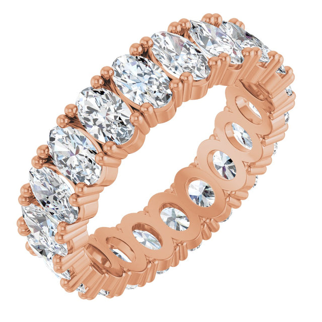10K Gold Oval Natural Diamond Shared-Prong Eternity Band – 5x3 mm Stones - Rose Gold