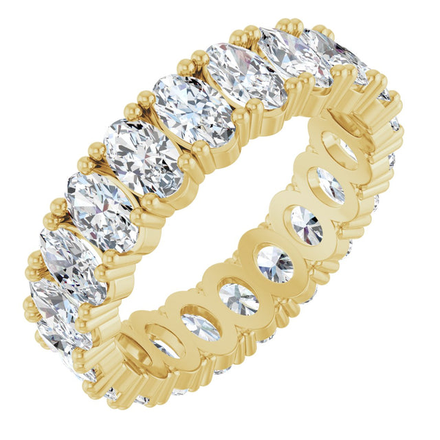 14K Gold Oval Lab-Grown Diamond Shared-Prong Eternity Band – 5x3 mm Stones - Yellow Gold