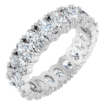 10K Gold Oval Natural Diamond Shared-Prong Eternity Band – 5x3 mm Stones - White Gold